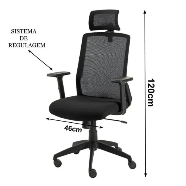 Cadeira Escritório Diretor Tela MEET com Encosto de Cabeça Conforto Ergonômico 32990
