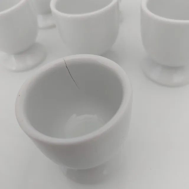 6 Porta Ovo Quente Porcelana Branca Suporte - Foto 3