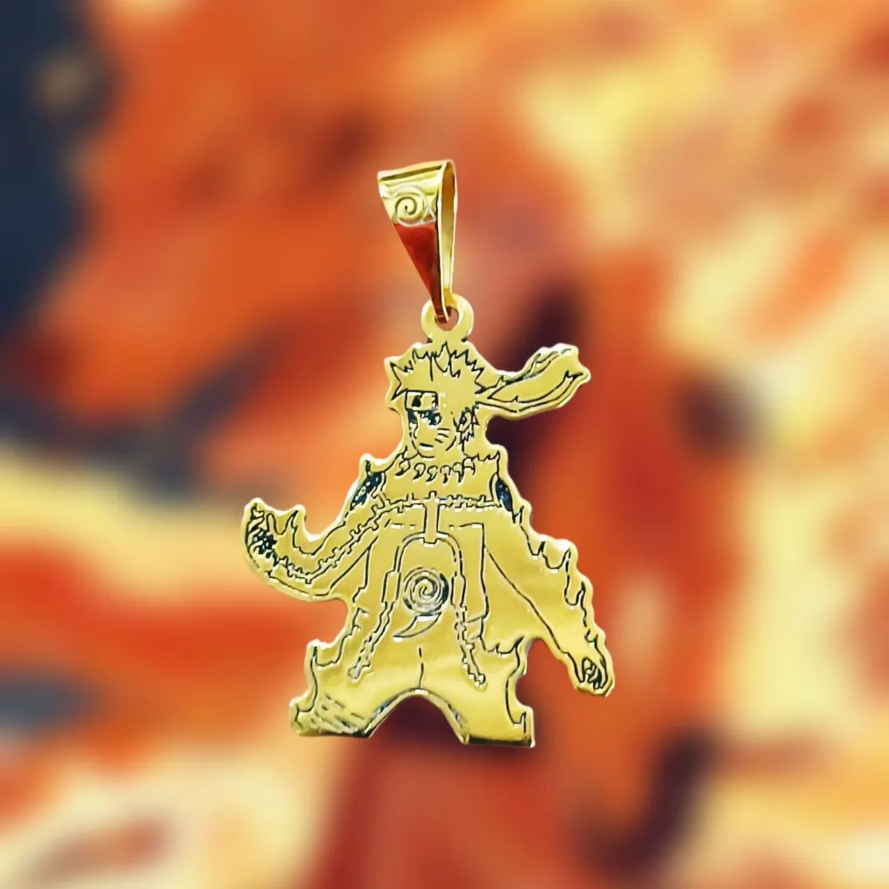 Pingente Naruto Uzumaki em prata banhada a ouro  - Foto 2