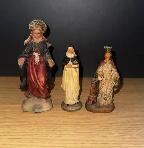 Estatua Virgem Maria + Santa Edwiges + Santa Barbara Cristao