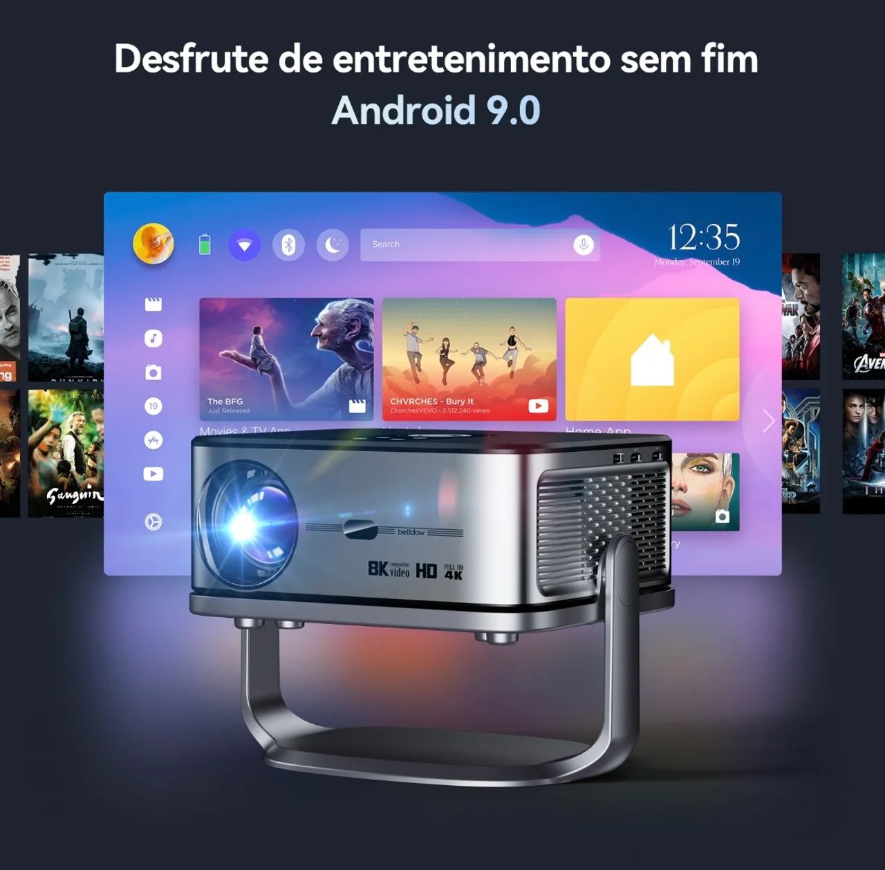 Projetor Profissional 4k 1080p Full Hd Wifi 16000lm - Foto 6