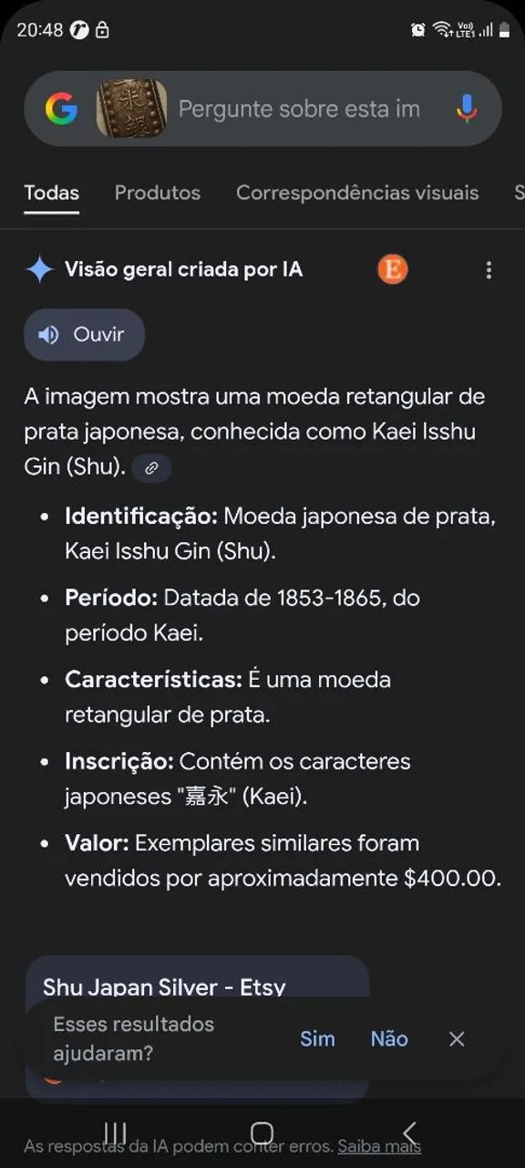 Moeda Japonesa de prata datada 1800 - Foto 3