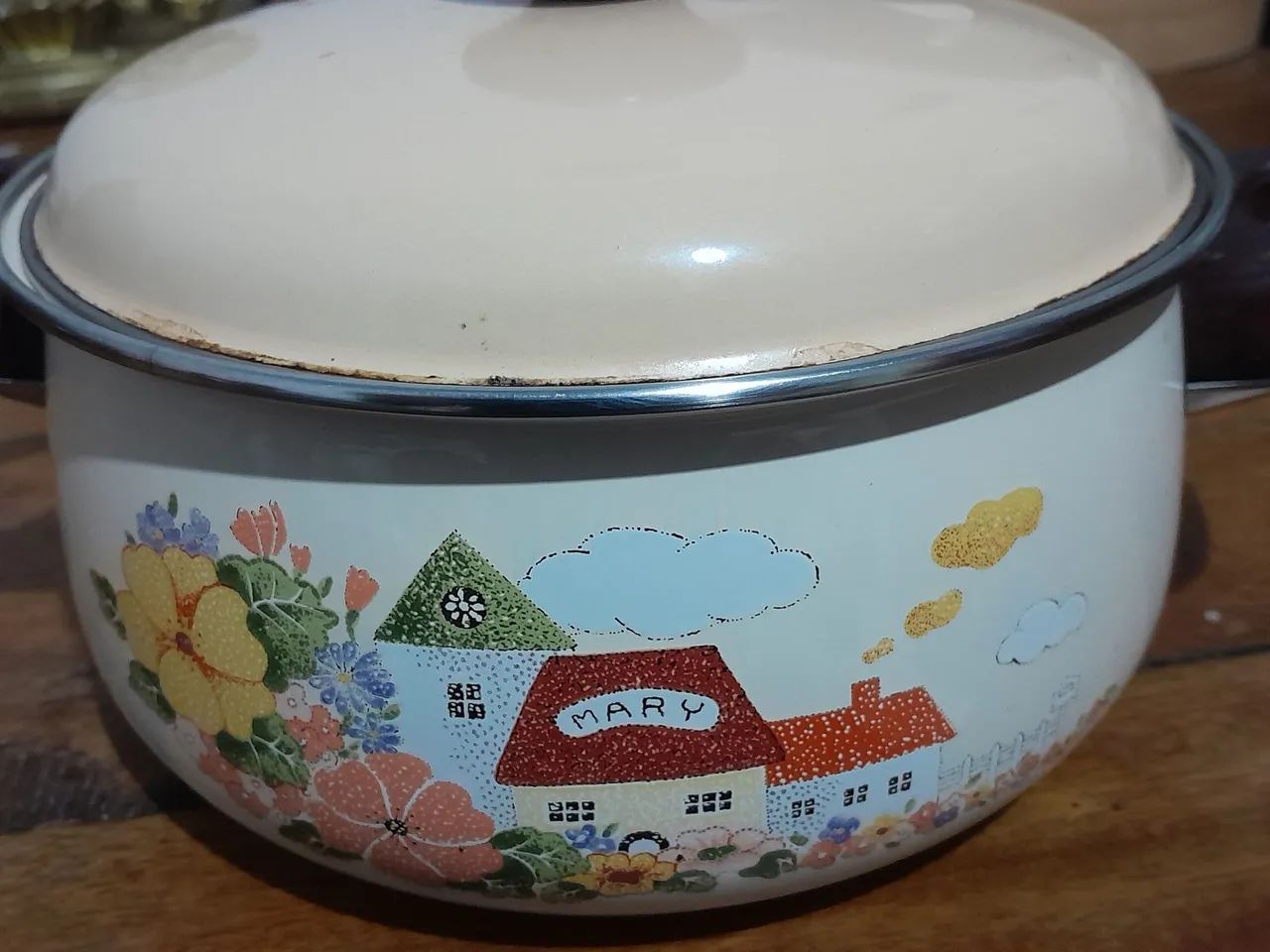 Panela caçarola com tampa desenhada utensílio antiaderente 