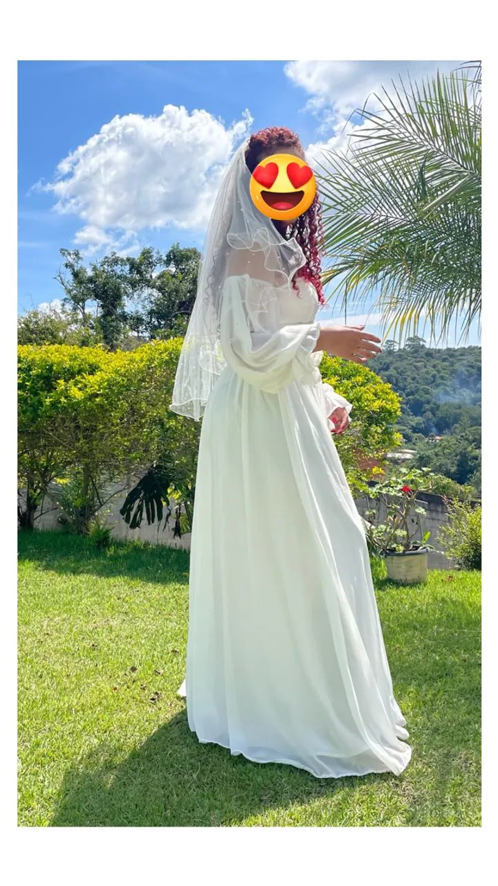 Kit noiva -vestido, véu, coroa e roupão  - Foto 2