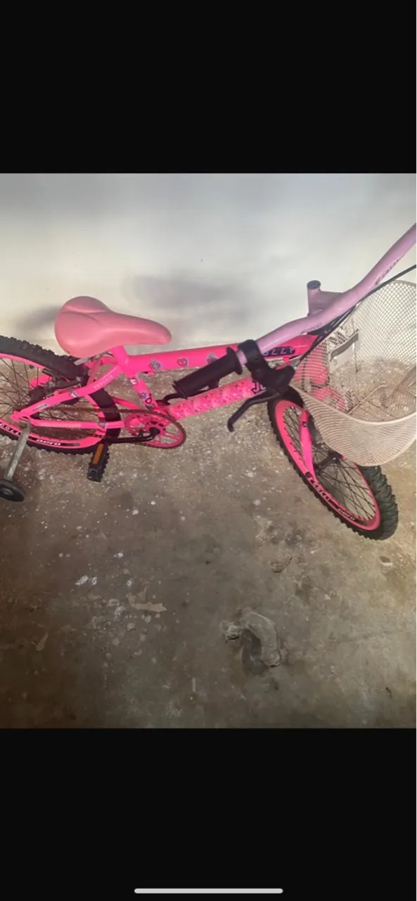 Bicicleta Rosa Infantil com Cesta