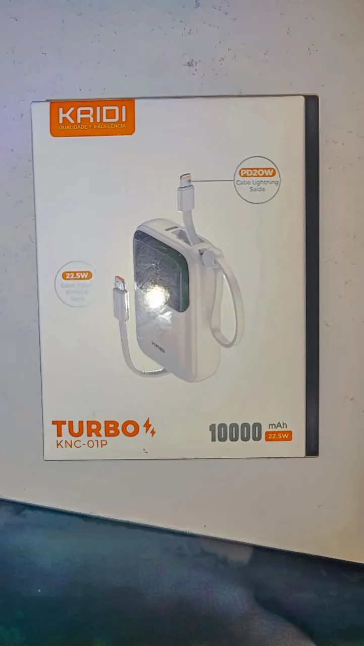 Carregador Portátil Turbo 10000mAh garantido 2 cargas completa