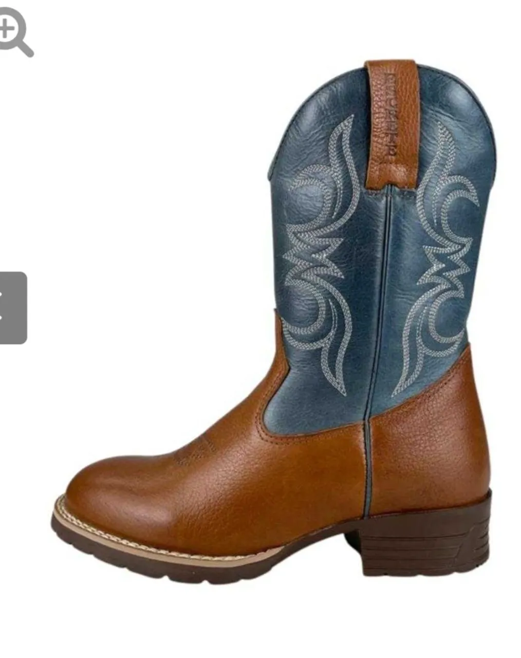 Bota Texana Couro Azul e Marrom