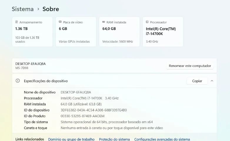 Computador Gamer i7-14700K 3.40 GHz/ 64-GB -com Nota Fiscal  - Foto 5