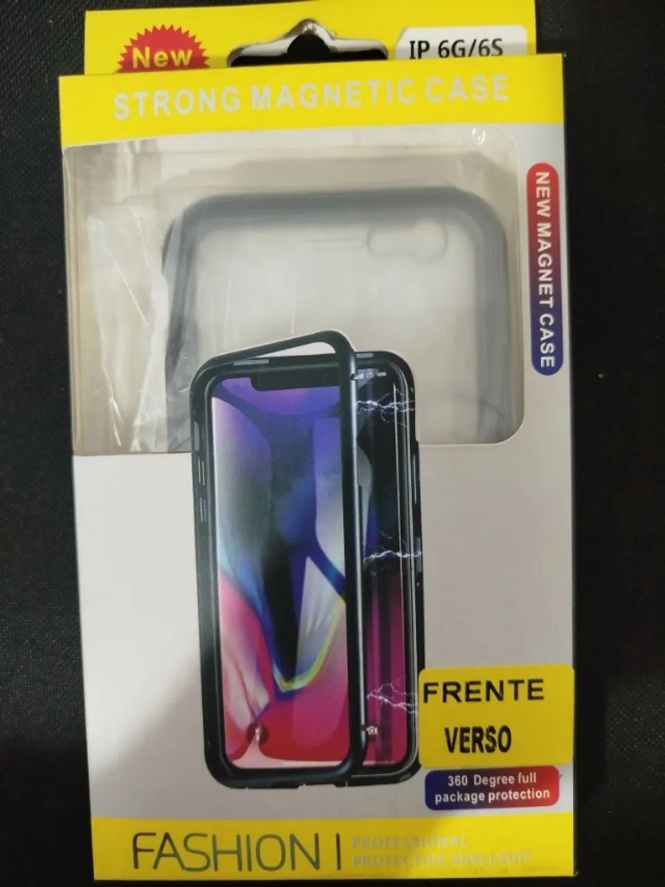 Case Magnético Capinha Compatível Celular iPhone 6/6S Vidro Frente e Verso