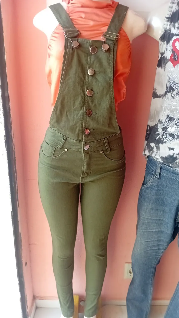 Macacão Jeans Verde - Novo