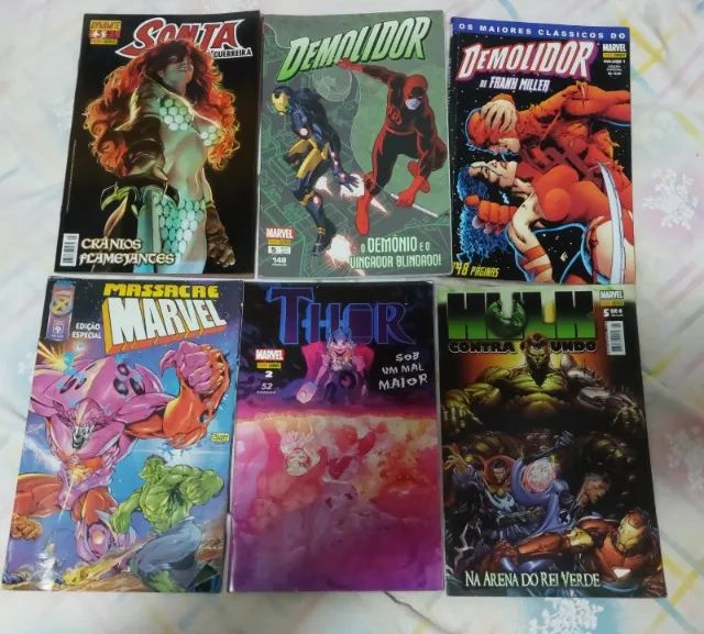 6 HQs Marvel Formato Americano - Demolidor, Hulk, Thor, Sonja e Massacre