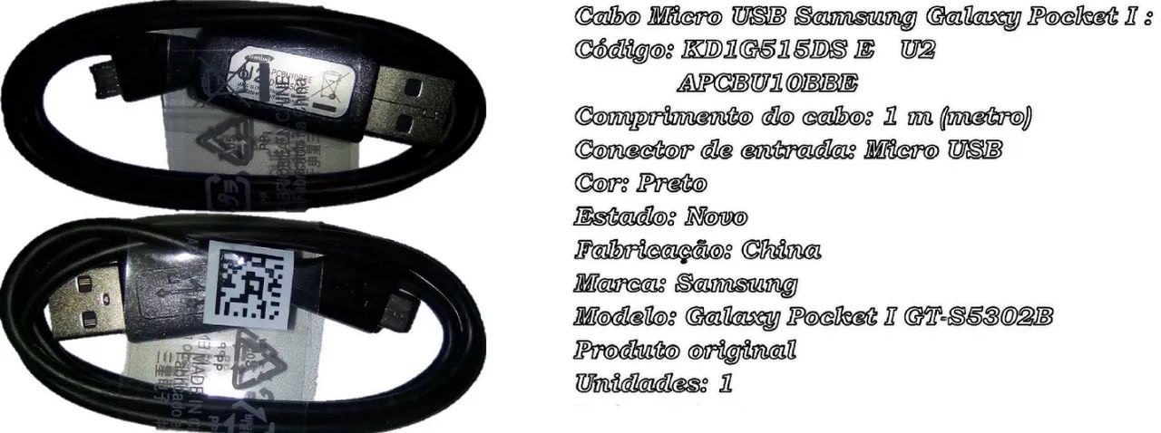 Cabo Micro USB Samsung Galaxy Pocket 1 - Foto 5