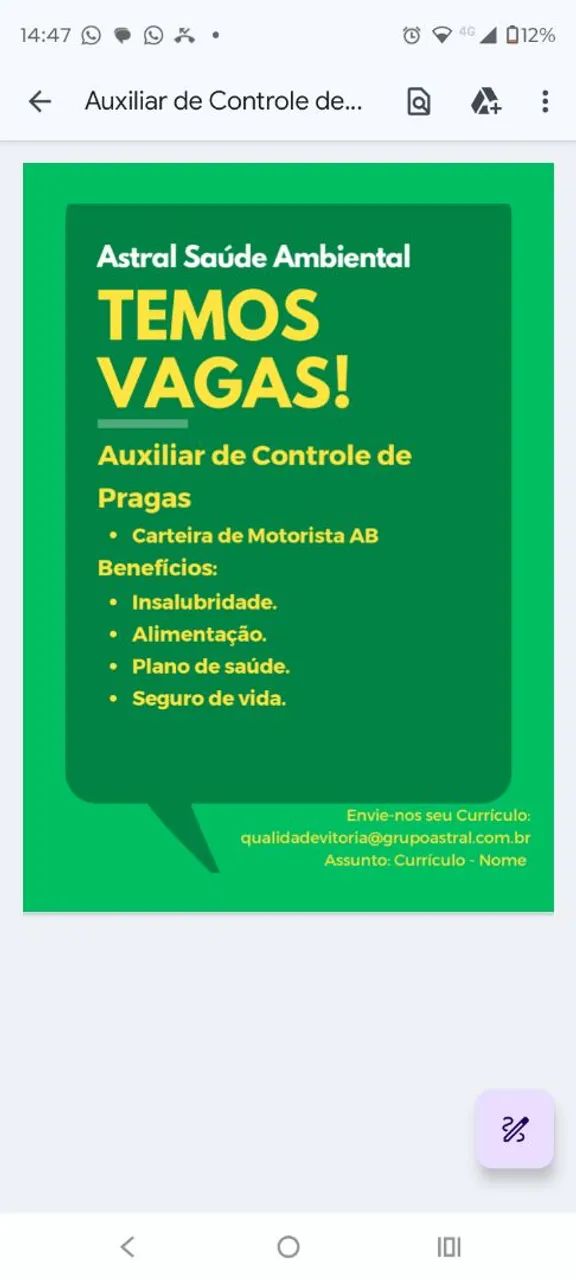 Oportunidade de emprego