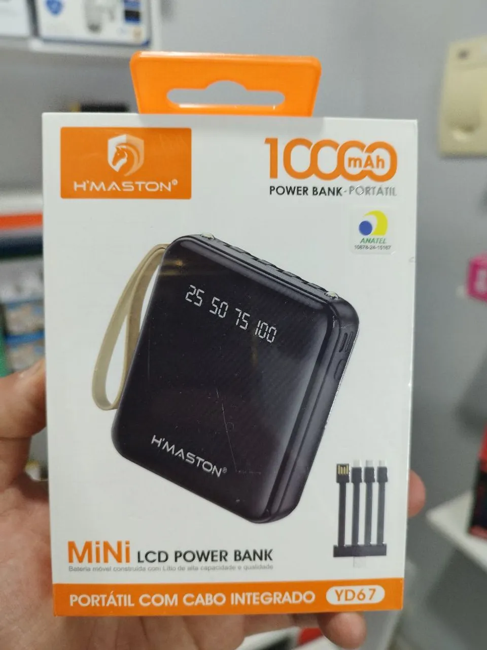 Carregador Portátil Mini LCD Power Bank 10000mAh H'MASTON