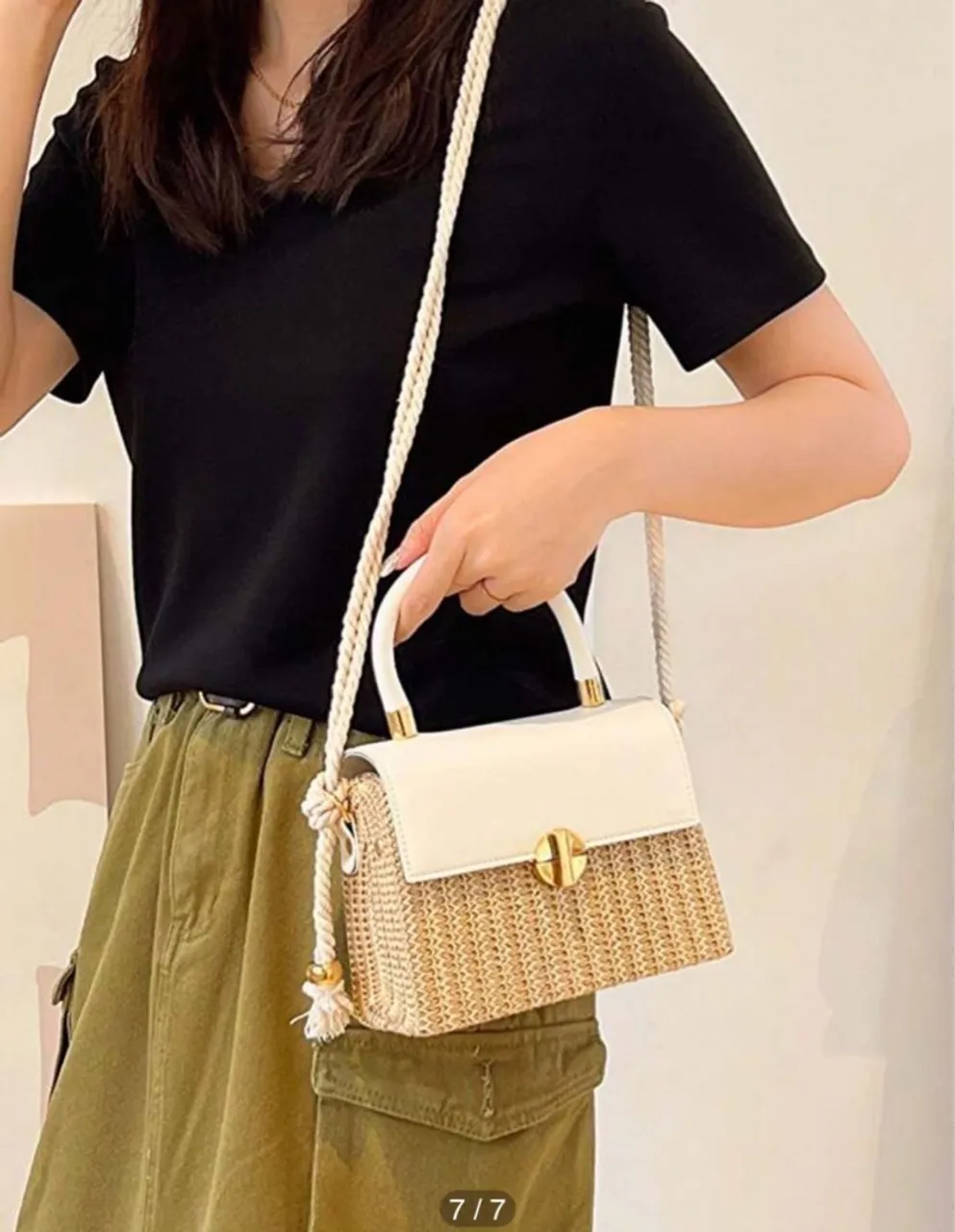 Linda Bolsa de Ombro em Palha