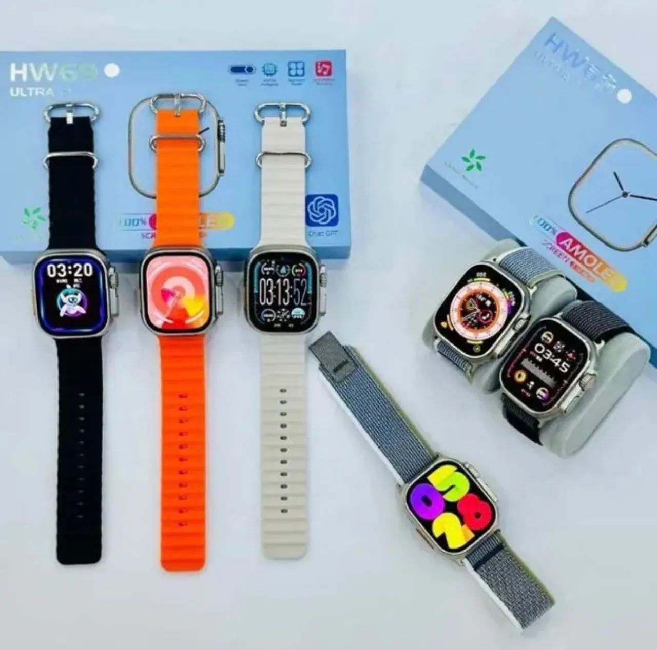 Smartwatch HW69 Ultra 2 Amoled de 2,1 polegadas, chamada Bluetooth - Foto 5