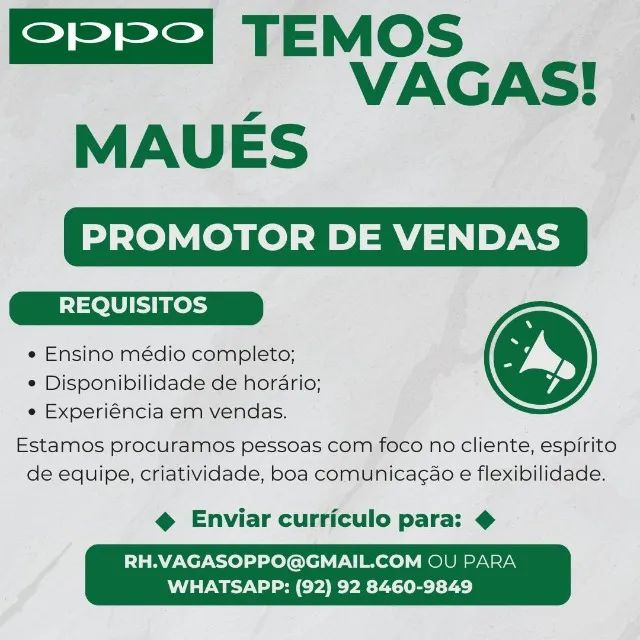 PROMOTOR DE VENDAS - MAUÉS
