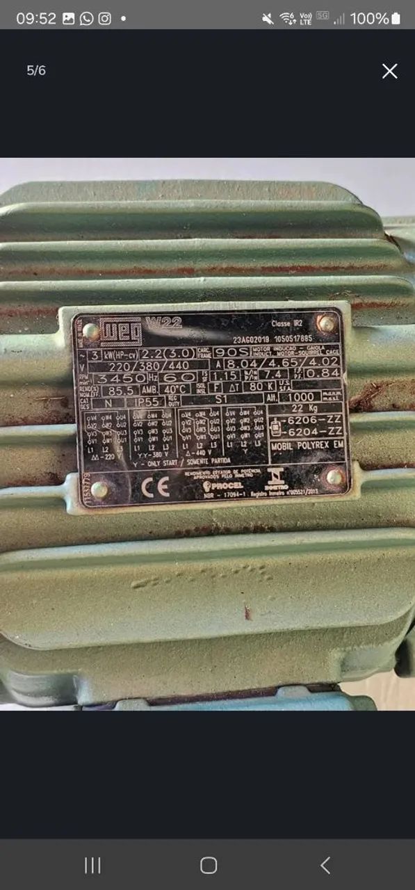 Bomba centrífuga trifásico 3CV 3500RPM - Foto 4