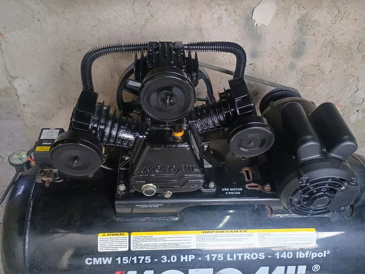 Compressor de Ar Moto Mil 175 Litros 3.0 HP - Foto 2
