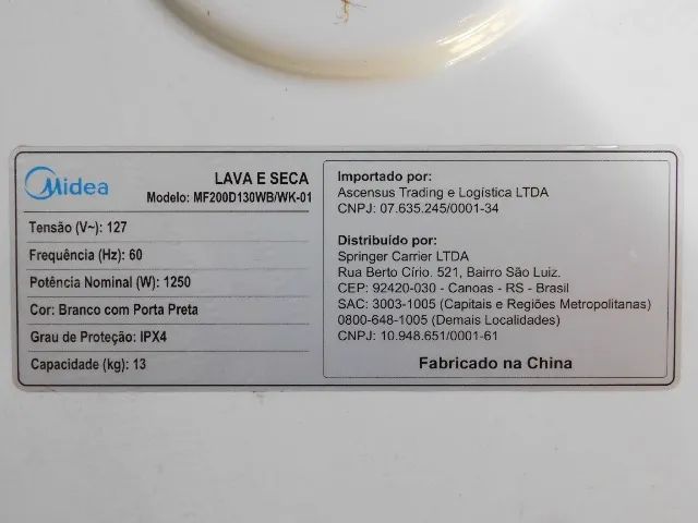 Lava e Seca 127V Midea - MF200D130WB/WK-01 (Retirada de Peça) - Foto 3