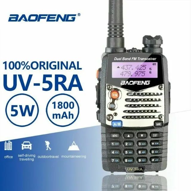 Radio HT UHF+VHF+FM Baofeng UV-5RA 5W Original Novo Pronta Entrega