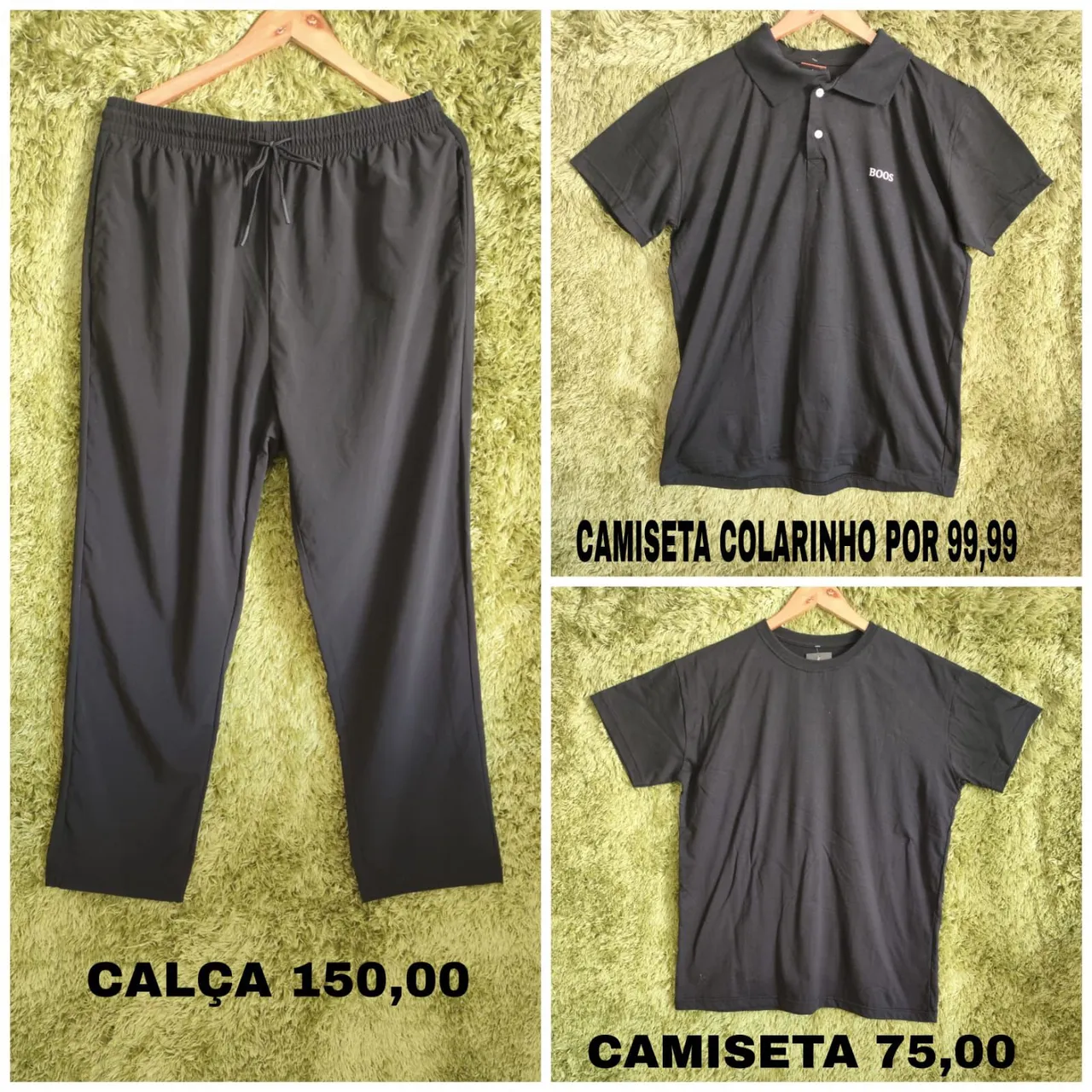 Conjunto Masculino Calça e Camisetas de Algodão 03 peças