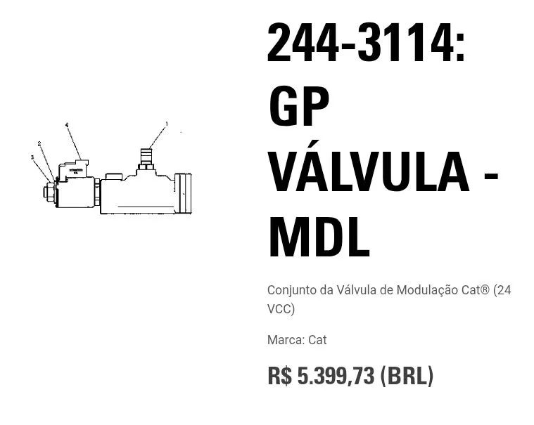 Válvula GP-MDL Caterpillar 244-3114 - Foto 2