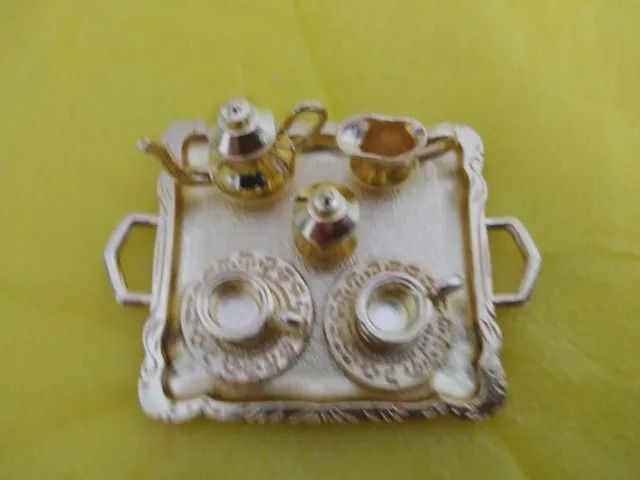 conjunto de chá dourado para casa da barbie - Foto 3