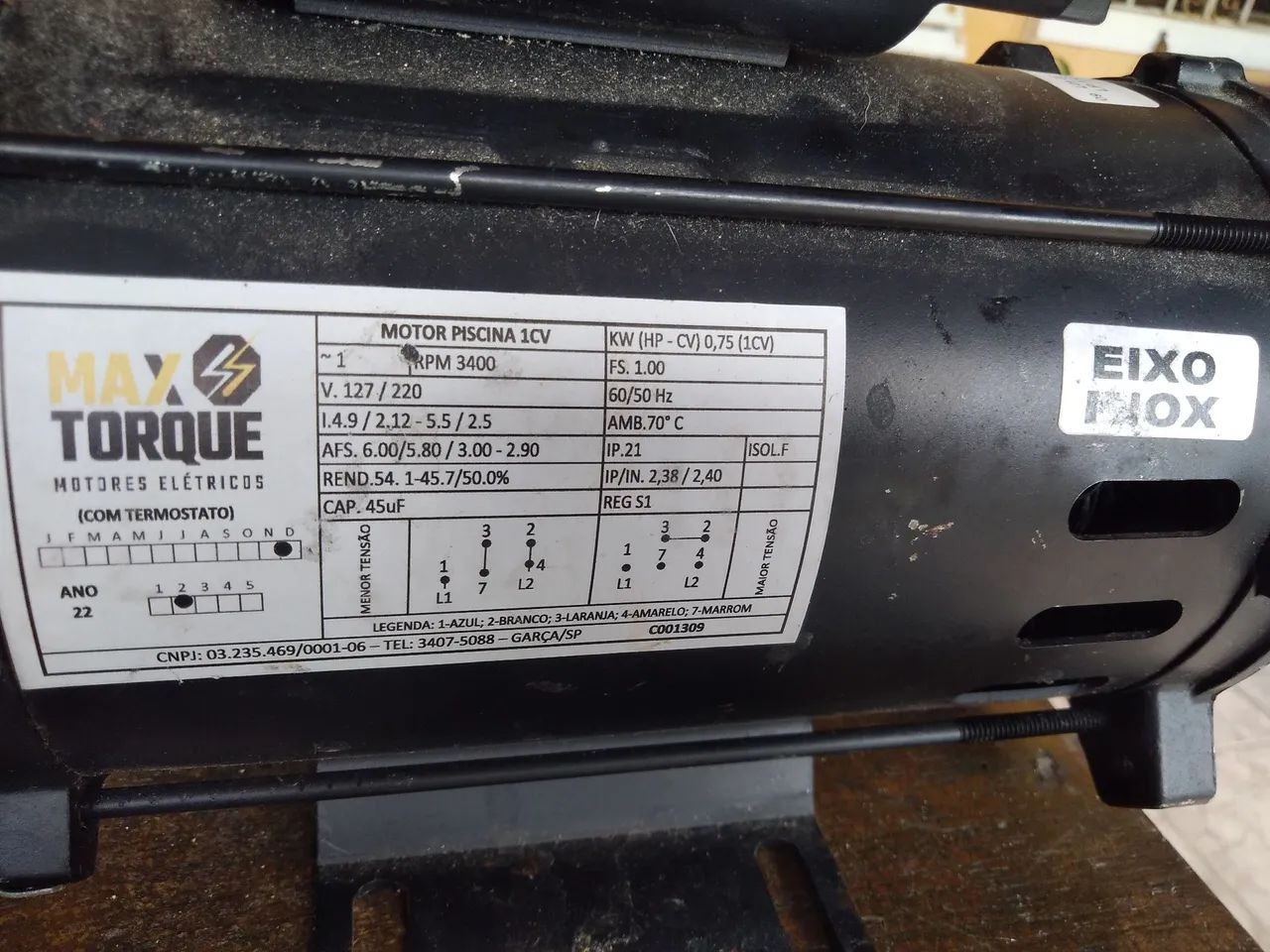 Motor elétrico monofásico 1 CV para piscina  - Foto 3