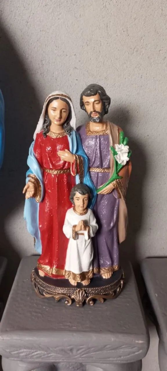 Imagens sagrada família 40 cm em concreto de cimento mão e resina