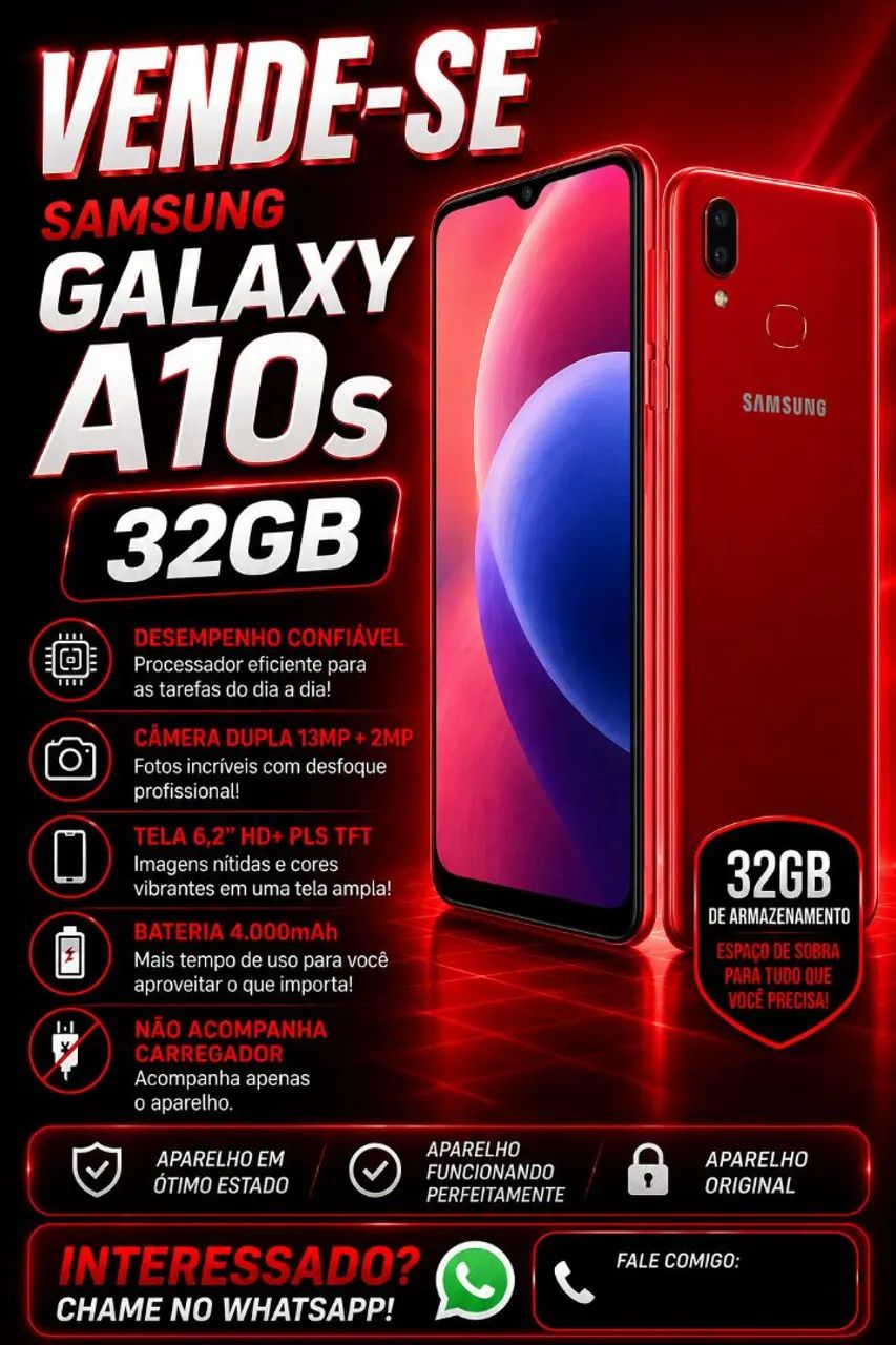 ? Samsung Galaxy A10 32GB Vermelho ? | Ótimo Estado 