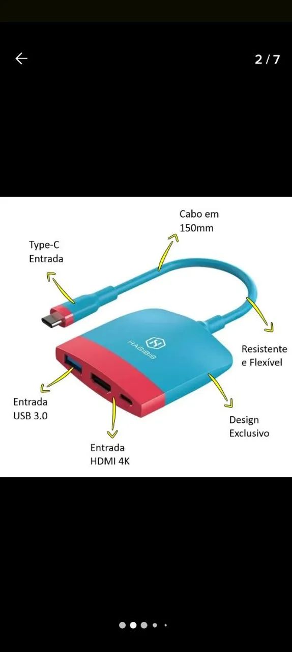 Mini dock Nintendo Switch seve no V1, V2 e Oled  - Foto 2