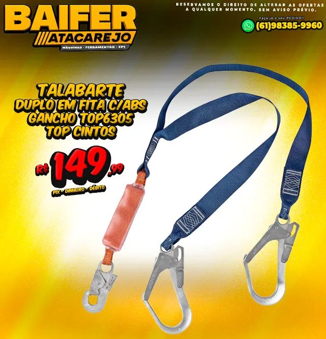 Talabarte Duplo em Fita C/ABS Gancho TOP6305 Top Cintos