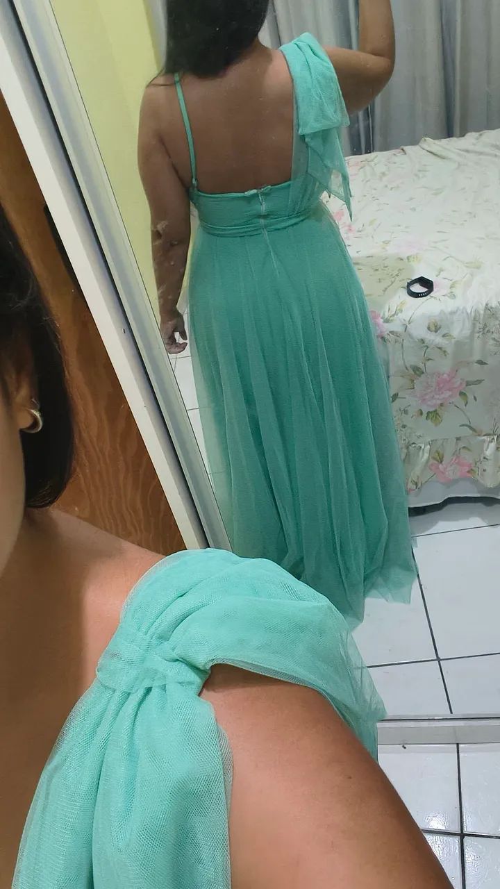 Vestido verde menta festa - Foto 3