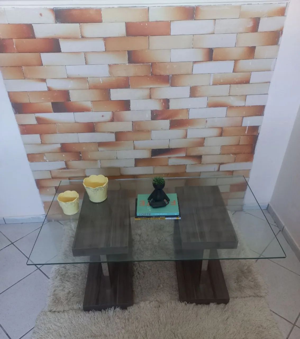 Mesa de Centro Grande 1,10m | Madeira Maciça | Vidro Grosso - Foto 3