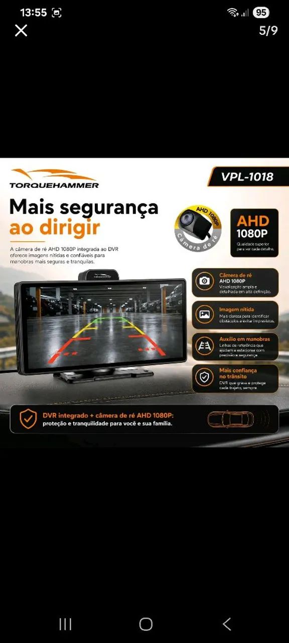Multimídia 10,6 Car Play e Android auto com câmera de ré - Foto 5