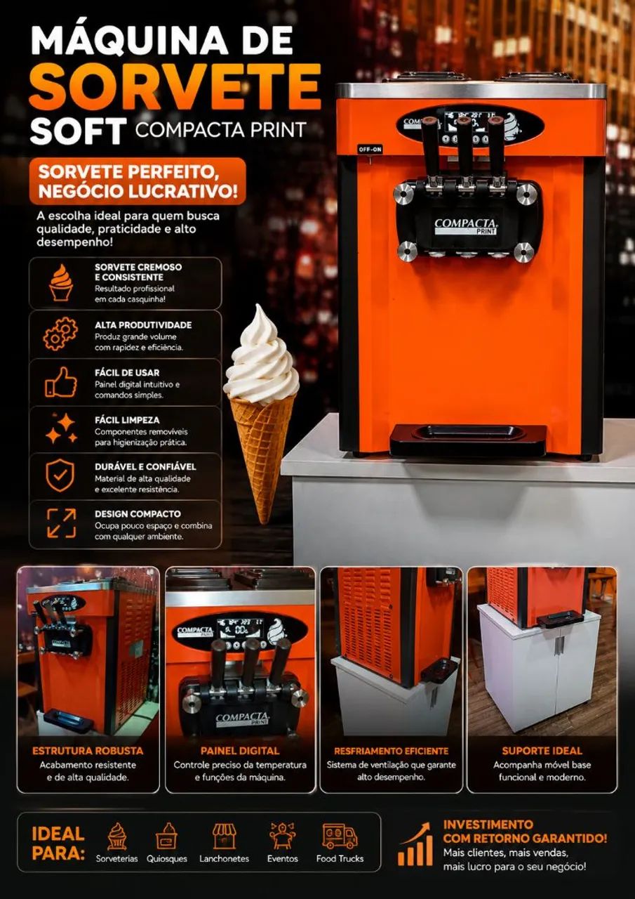 Máquina de sorvete Compacta Print 