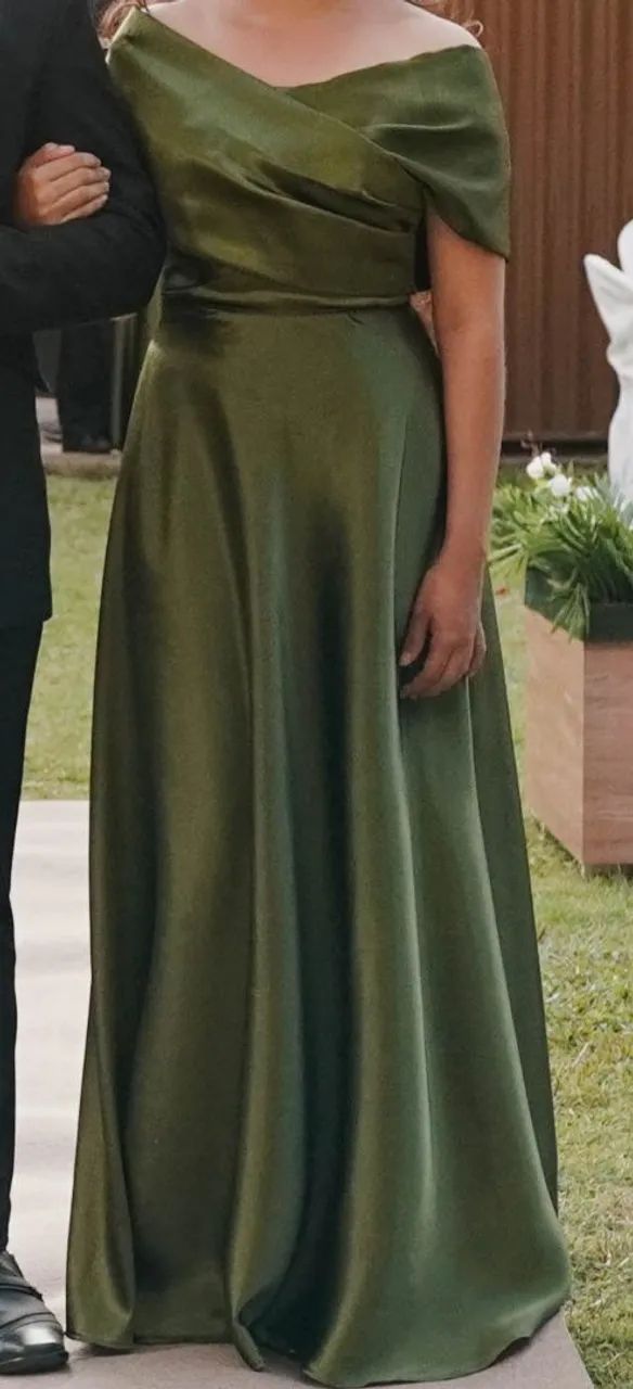 Desapego Vestido de Festa/Casamento verde oliva - Foto 2