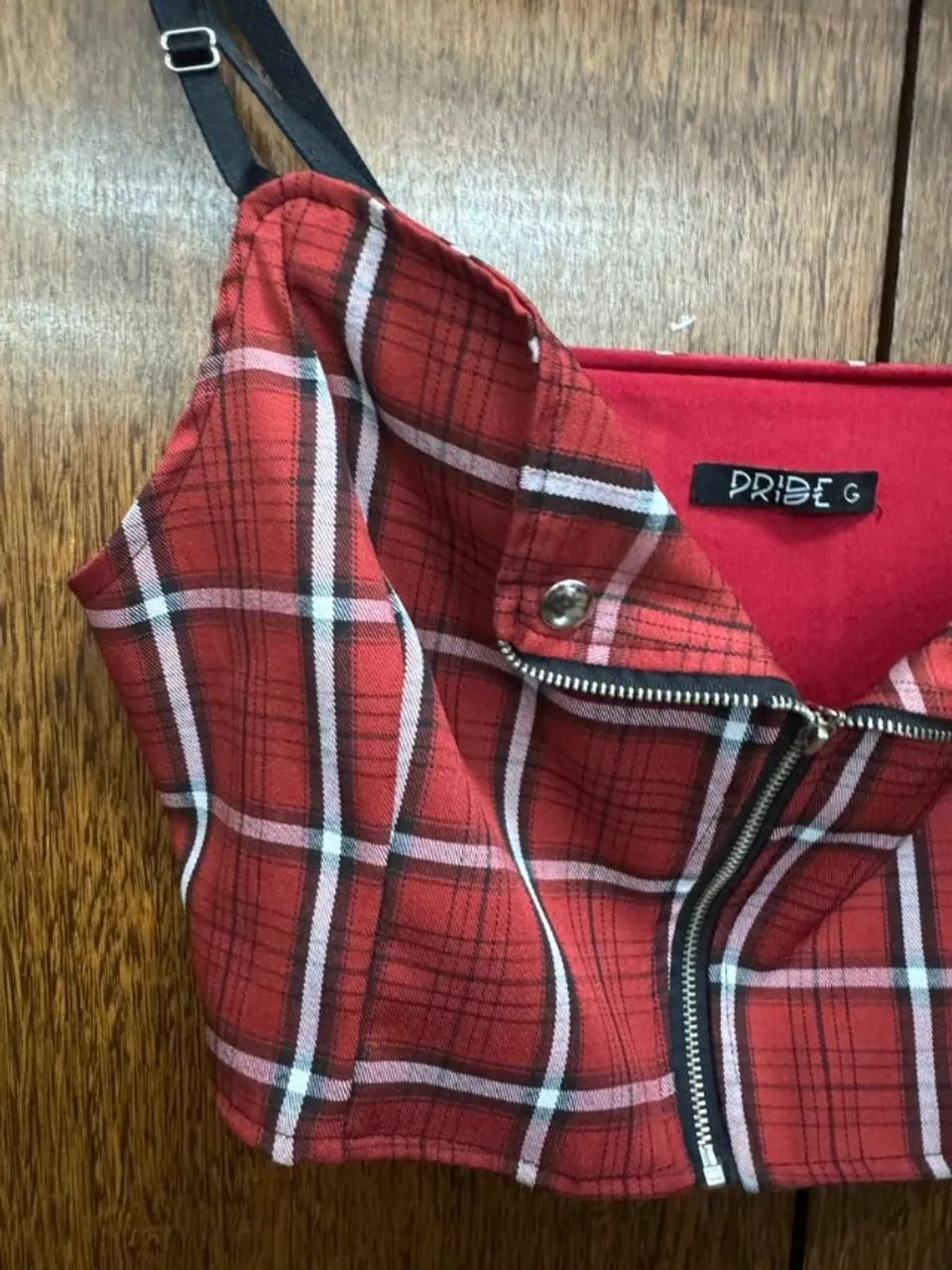 cropped pride xadrez vermelho g - Foto 4