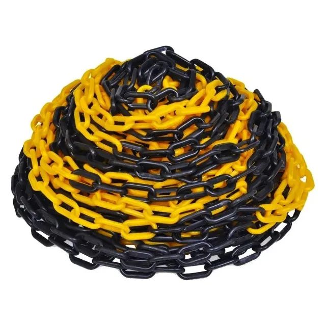 corrente zebrada 10m  amarelo e preto plastico 6mm - Foto 2