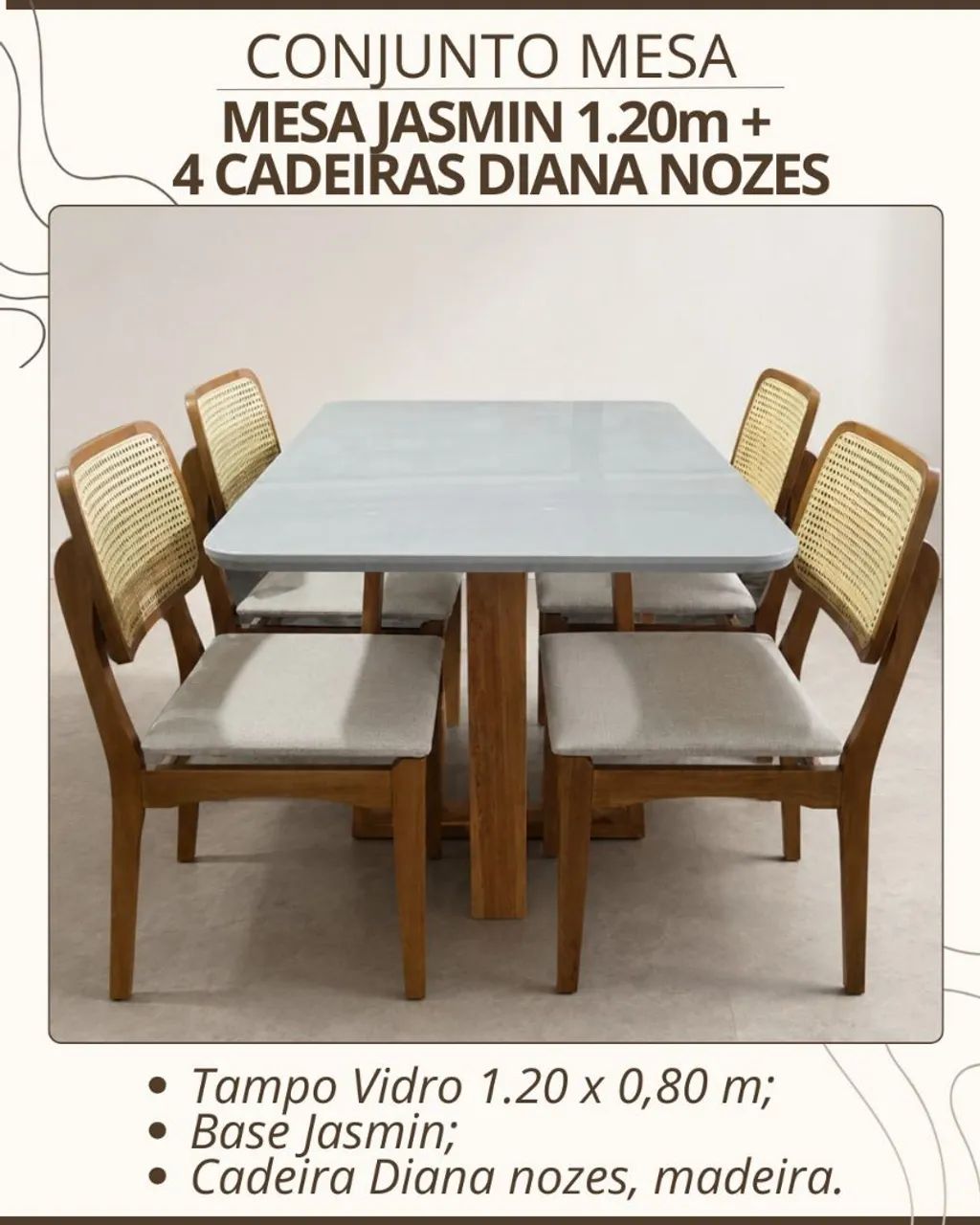 Mesa de Jantar com 4 cadeiras 1.20m
