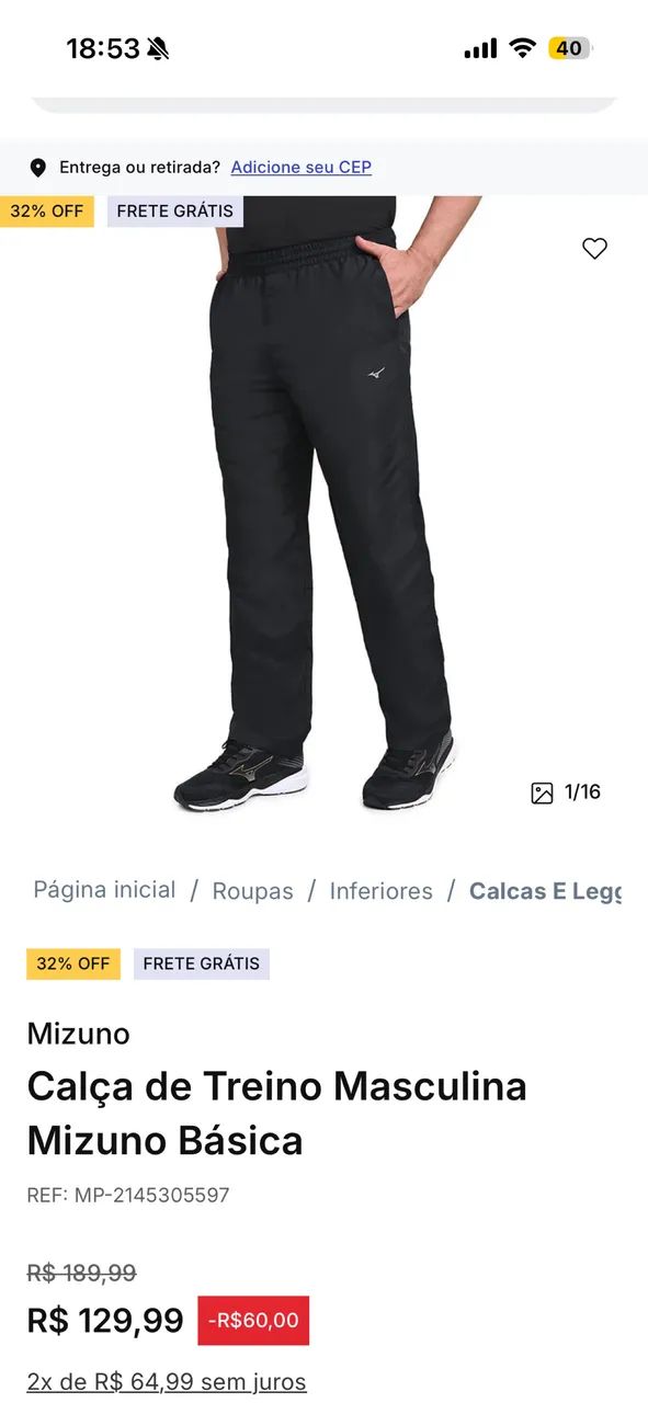 Calça básica mizuno masculina  - Foto 3