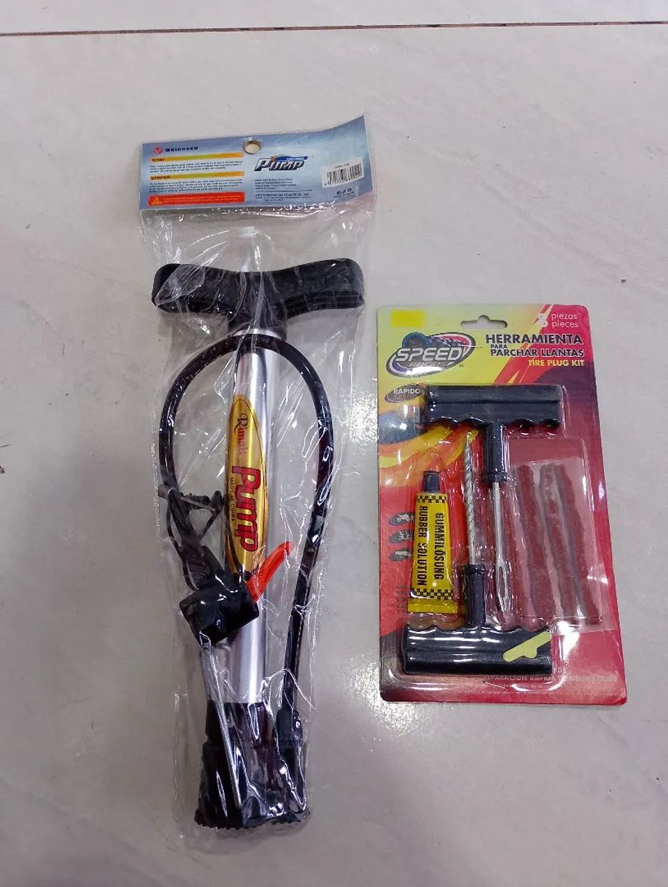 Bomba de ar + kit reparo para pneus  - Foto 2