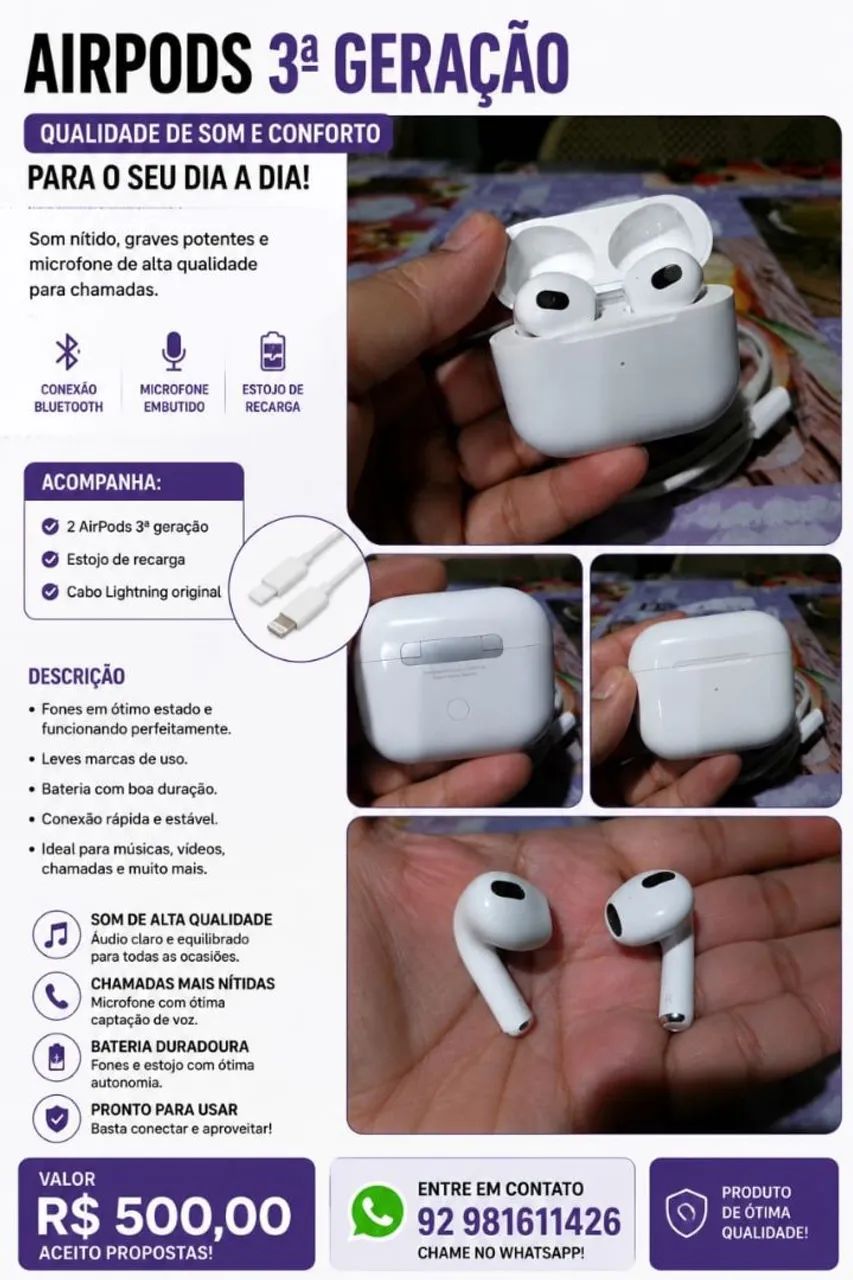 Apple airpods 3a geração 
