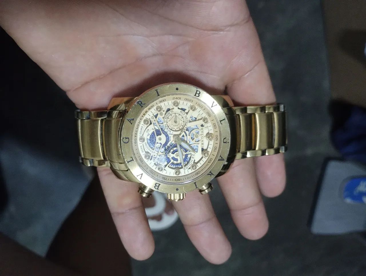 Relógio Masculino Estilo Bulgari Dourado - Funcionando Perfeitamente - Foto 5
