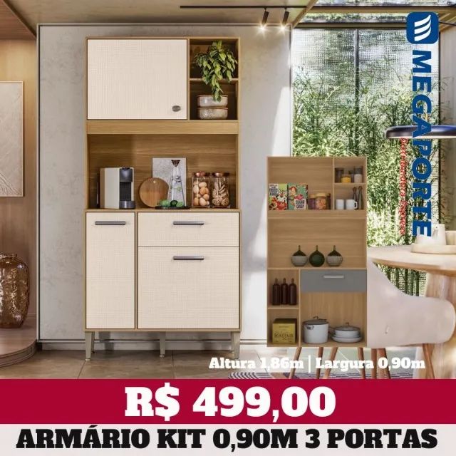 Armário de Cozinha Kit 90 3 Portas (Novo) Entrega Grátis!  - Foto 2