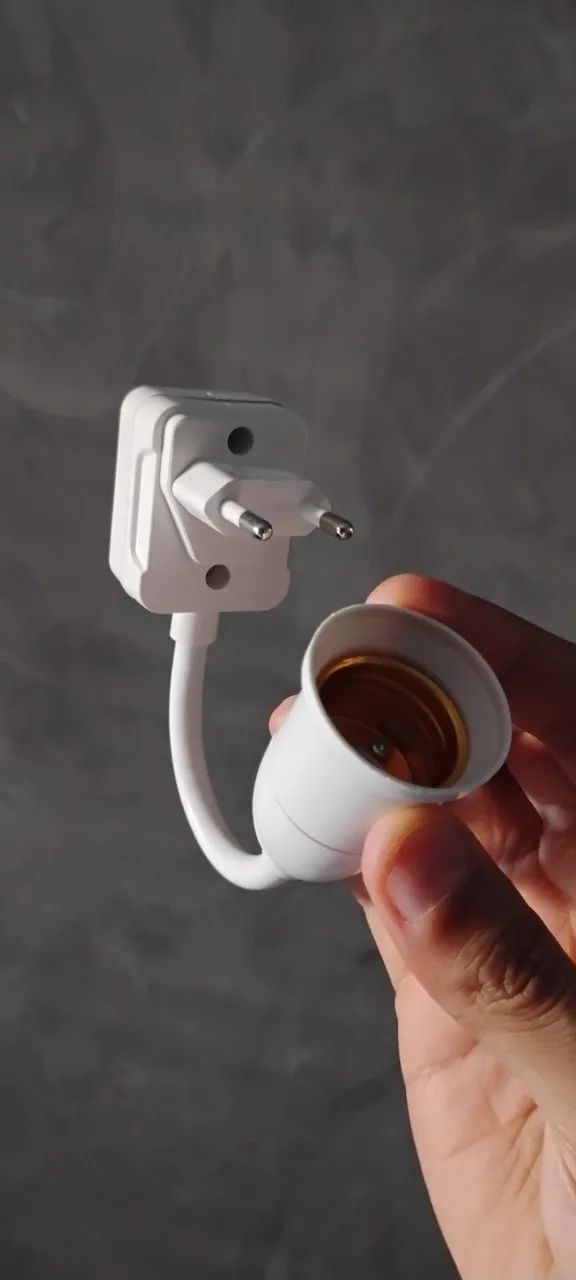 Suporte de Lâmpada Flexível com Plugue Europeu e Interruptor - Novo - Foto 2