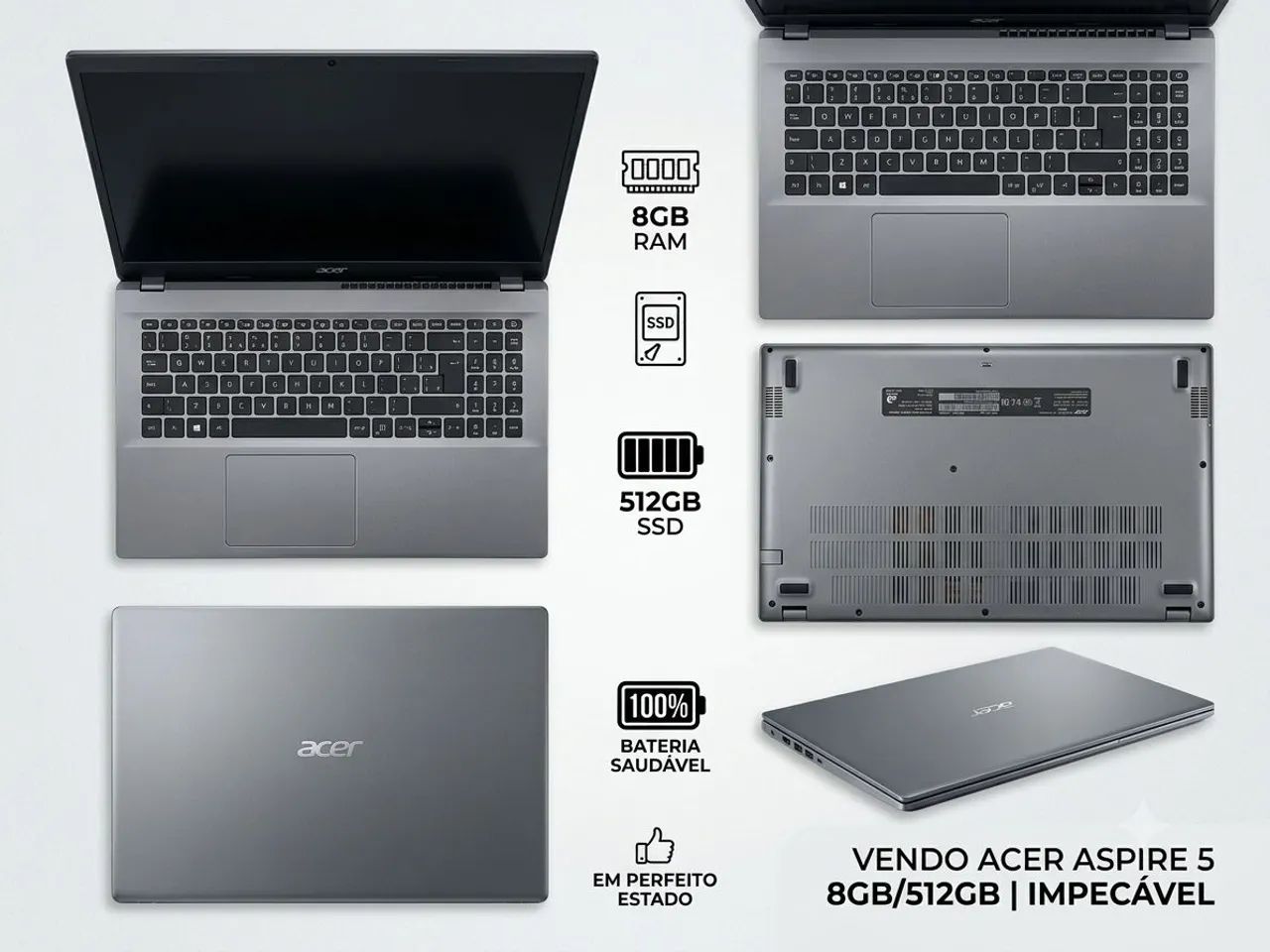 Notebook Acer Aspire 5 - 8 RAM 512 memória interna.