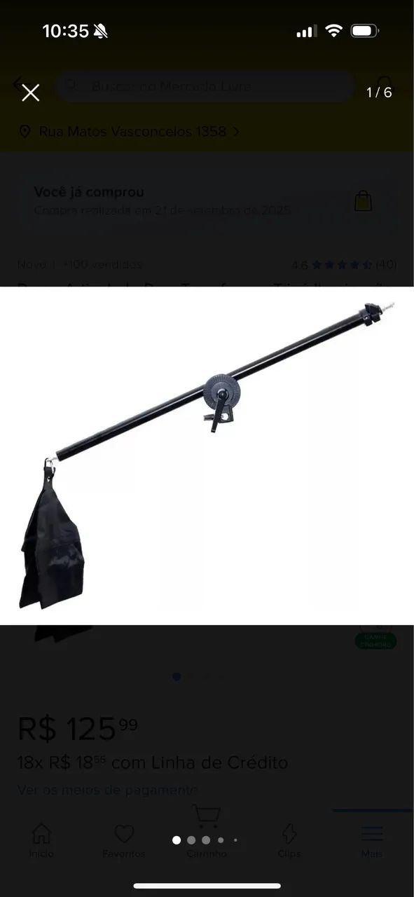 Braço extensor para tripé de iluminação 