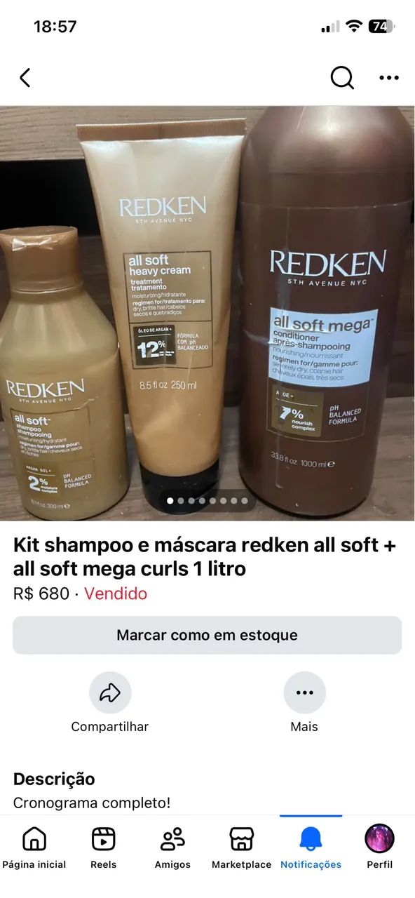 Kit redken all soft mega shampoo máscara condicionador 1 litro Kérastase - Foto 2